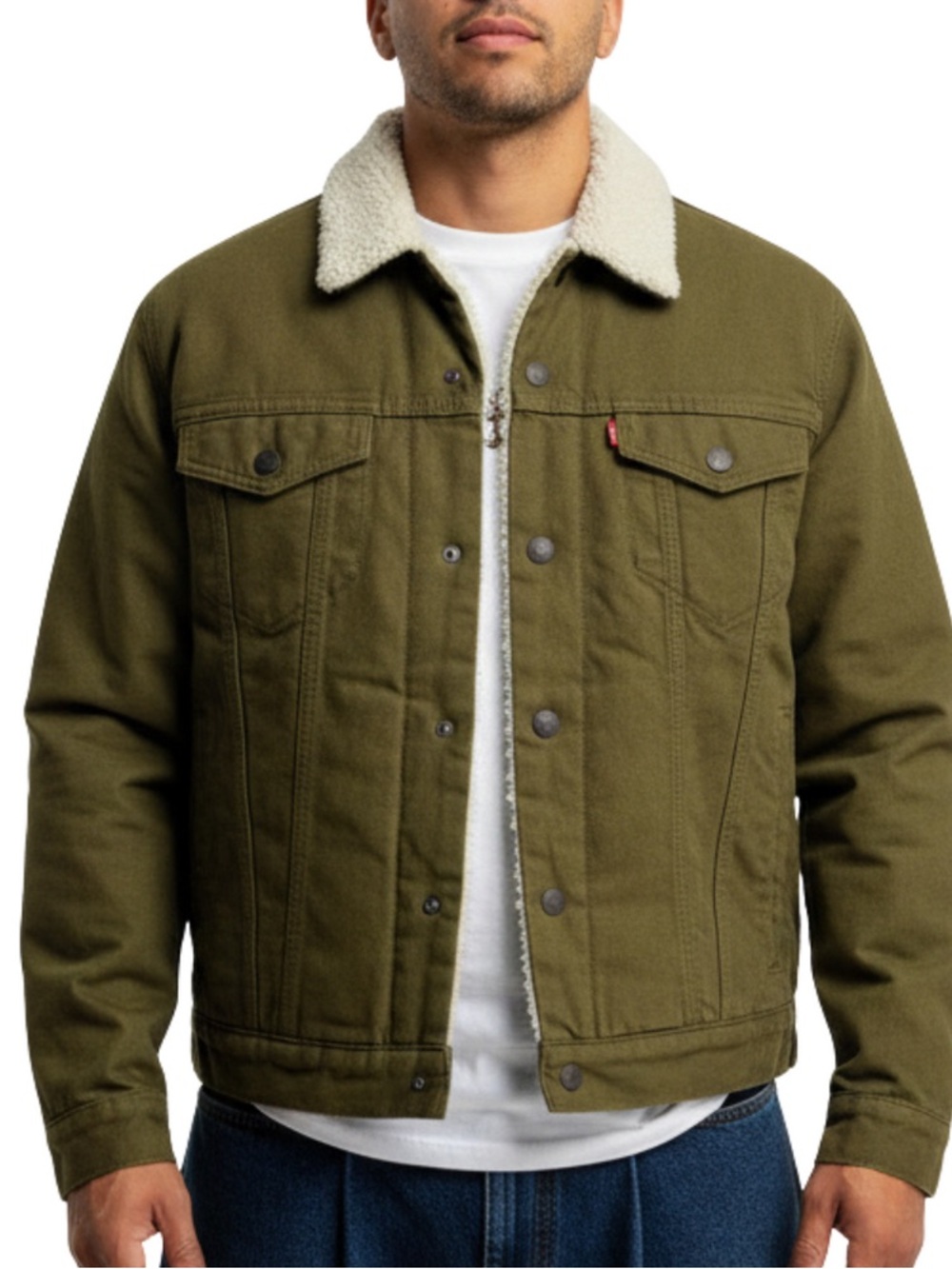 Levi’s Olive Sherpa-Lined Shirt Jacket